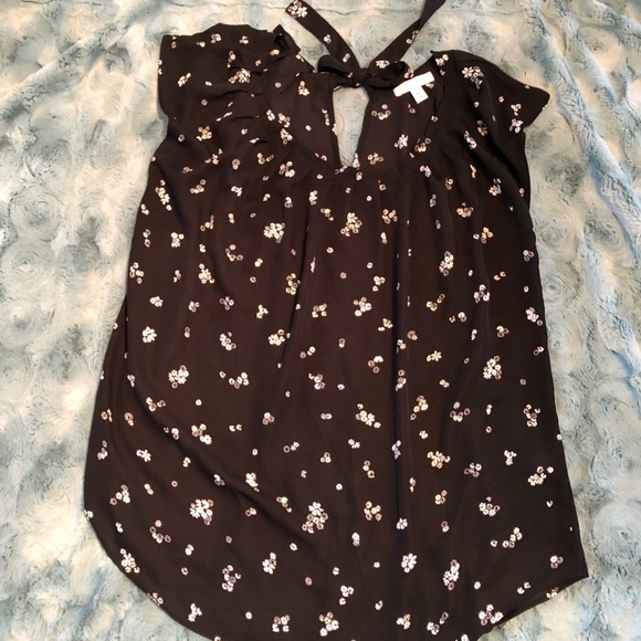 Lauren Conrad Blak Floral BOHO Blouse Top Medium - Picture 2 of 3